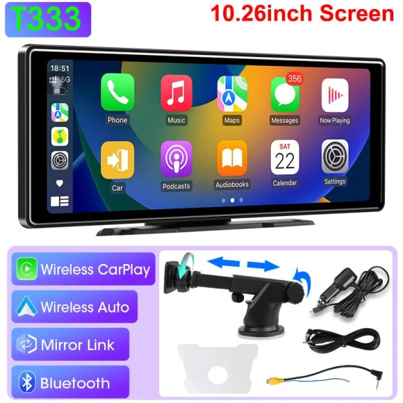 Universal 10.26-inch Wireless Carplay Android Auto MP5 Multimedia Video Player, Auto Accessories Home