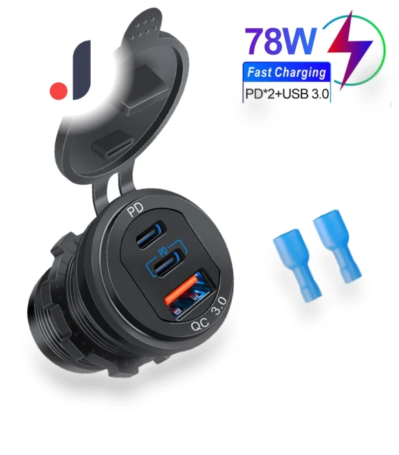 Waterproof Car Charger with PD and QC3.0 USB Type-C Ports — Chargers, Cars Auto Home