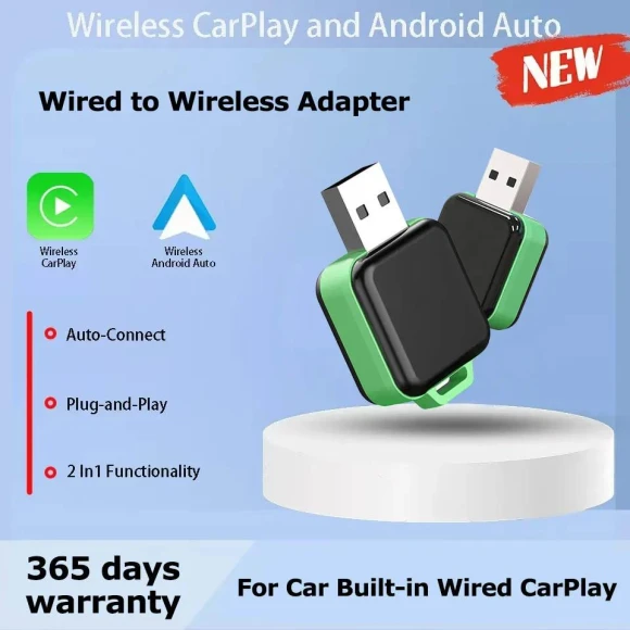 Wireless CarPlay Adapter 2-in-1 for Apple iPhone Android — Car Infotainment System, Auto Launcher