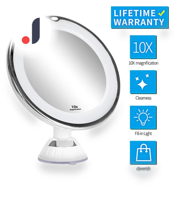 10X Magnifying Mirror with LED Lighting — Handheld, JOHO - CarGear