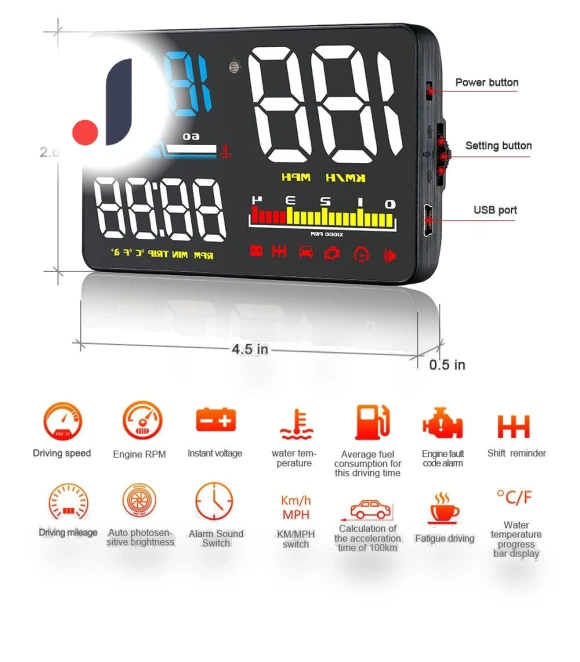 Projection Display OBD Car HUD Projector — Dashboard Cameras, Dream Garage