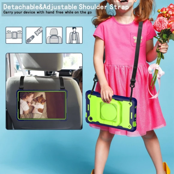 Handle Robot Silicone Hybrid PC Tablet Case for Samsung Galaxy Tab A9, Samsung