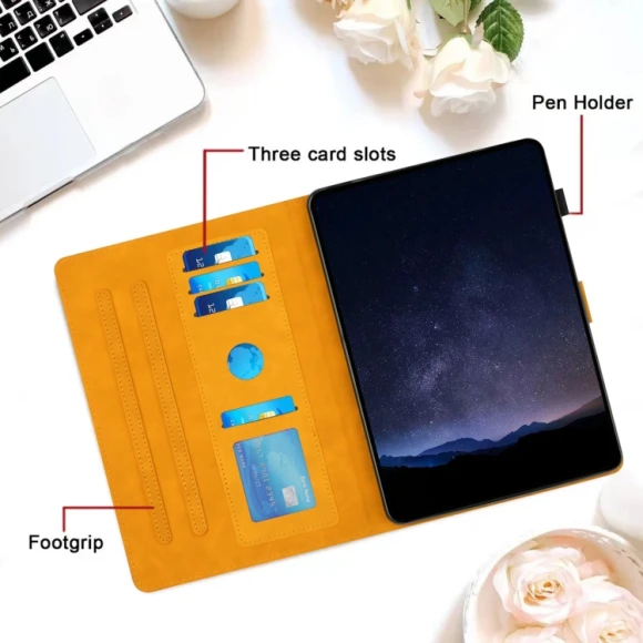 Honeycomb Embossed Leather Smart Tablet Case for Samsung Galaxy Tab S9 / S9 FE, Samsung