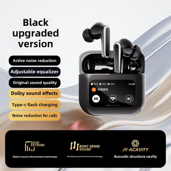 Bluetooth Headphones with LCD Display and Noise Cancellation, Admisitr