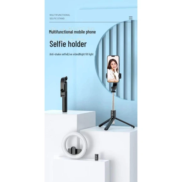 Bluetooth Selfie Stick with Tripod and Remote Control, AI Supermarket