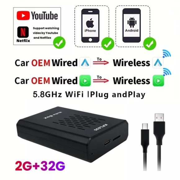 4 in 1 WiFi Wired and Wireless Carplay Android Auto Adapter, Auto Accessories Home