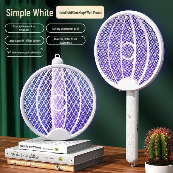 Smart Foldable Electric Fly Swatter with Vertical Rotation and Photocatalytic Mosquito Trap Lamp, StrideBox