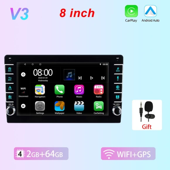 Universal 8-inch Android Multimedia Player with Touch Screen — Car Infotainment System, Reakosound