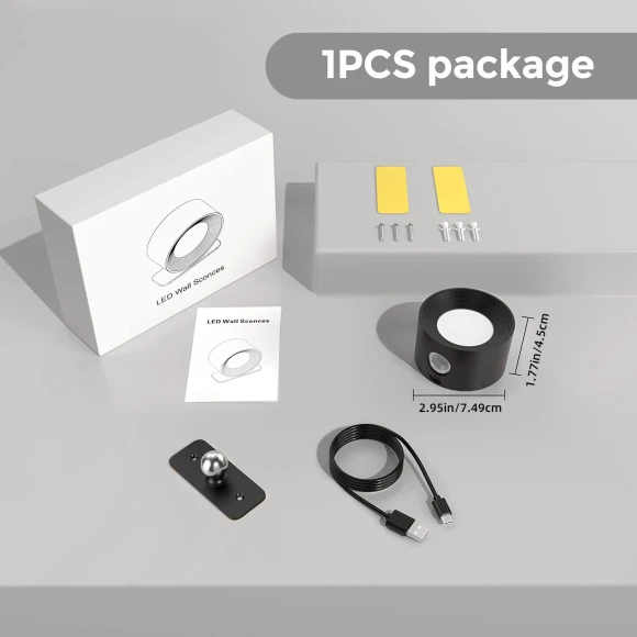 LED Wall Sconce with USB Charging Port, Modern Home Furnishing