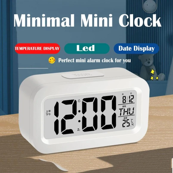 Mini LED Smart Alarm Clock with Temperature Display, DC-HOME Textile