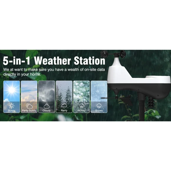 Smart WiFi Weather Station with Outdoor Sensor, Koogeelife