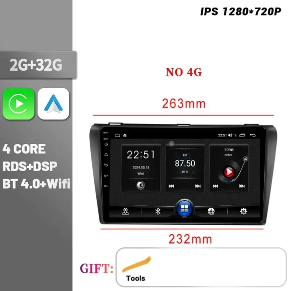 Bluetooth CarPlay Head Unit for Mazda 3, AutoSphere