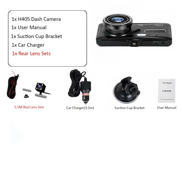 Dual Lens Dash Cam with IPS Touchscreen, Popular House