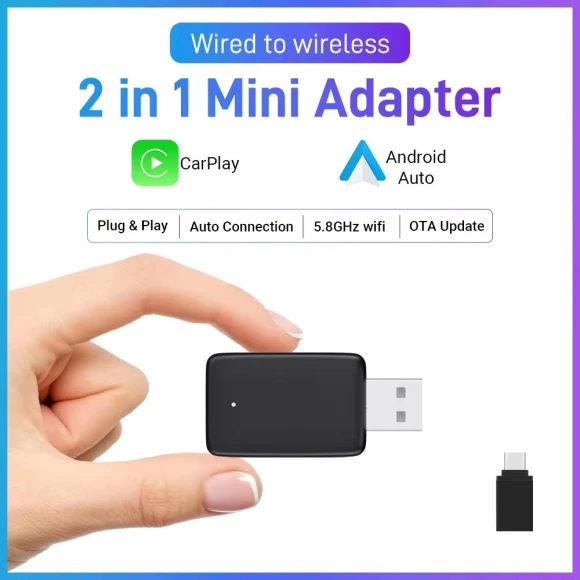Mini Wired to Wireless 2 in 1 AI Box Carplay — Car Infotainment System, Dream Garage
