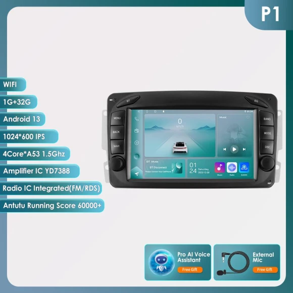 7-inch AI Smart Wireless CarPlay Android Auto Head Unit, OSSURET