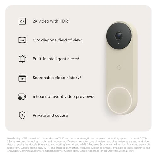 Wired Doorbell with 2K Video and Gemini — Video Doorbell, Google