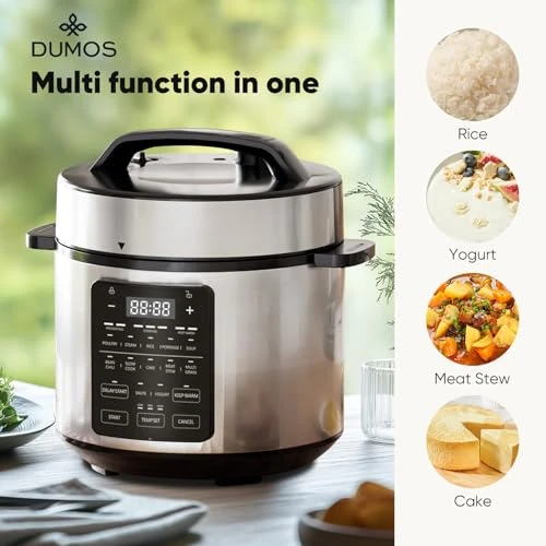 12-in-1 Electric Pressure Cooker 6 QT Stainless Steel Multi Cooker — Multicooker, DUMOS
