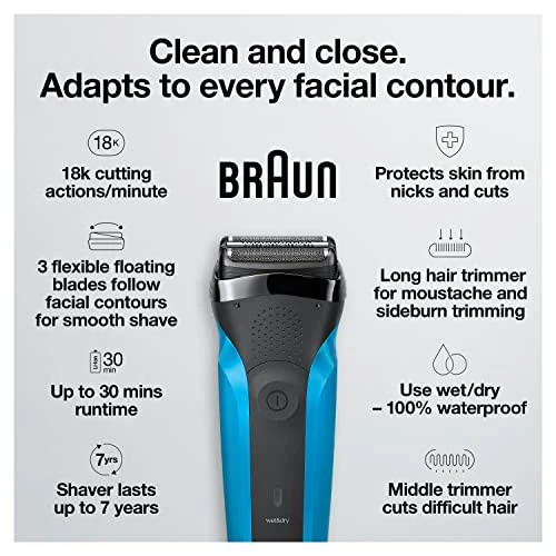 Electric Razor for Men, Rechargeable, Wet & Dry, Braun
