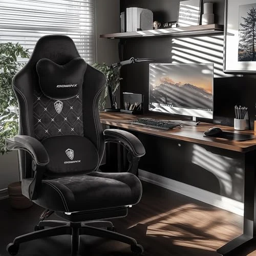 Gaming Chair with Heated Massage Lumbar Support and Footrest — Ergonomic Chair, Dowinx