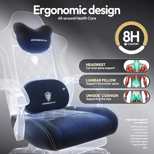 Gaming Chair with Heated Massage Lumbar Support and Footrest — Ergonomic Chair, Dowinx