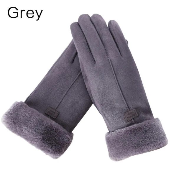 Winter Warm Soft Comfortable Suede Wool Touchscreen Gloves — Heated Gloves, SDS001