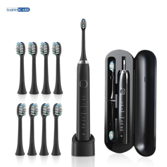 Electric Sonic Toothbrush with 8 Brush Heads — Electric Toothbrush, Light makeup
