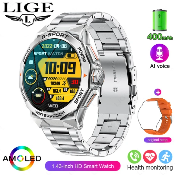 Fully Steel Smart Watch with Round HD Screen — Smart Watch, LIGE