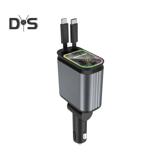 4-in-1 Retractable Car Charger with Starlight Roof Light, Enjoy Smart Home