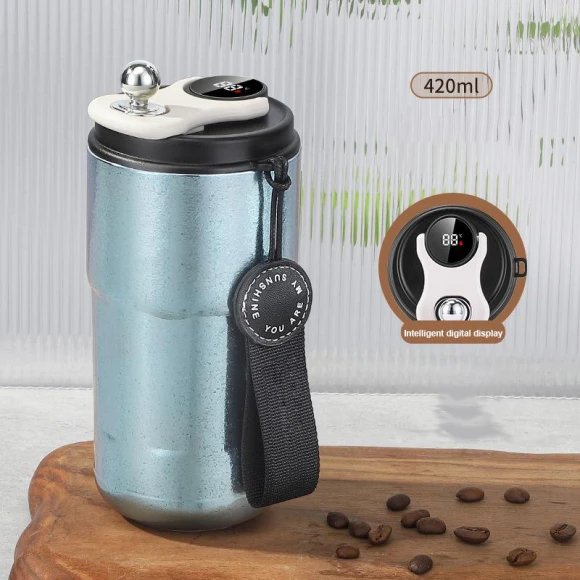 Titanium Thermos with Smart Display — Beverage Warmers, Cozy Cottage-Relax
