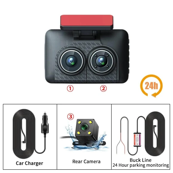 3-channel Full HD 1080P Car Dashcam, CANKE