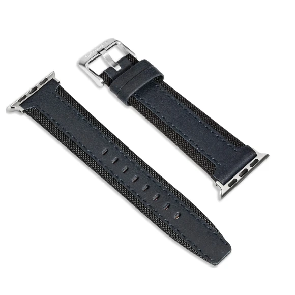 Blue Leather and Fabric Watch Strap — Smart Watch, Timberland