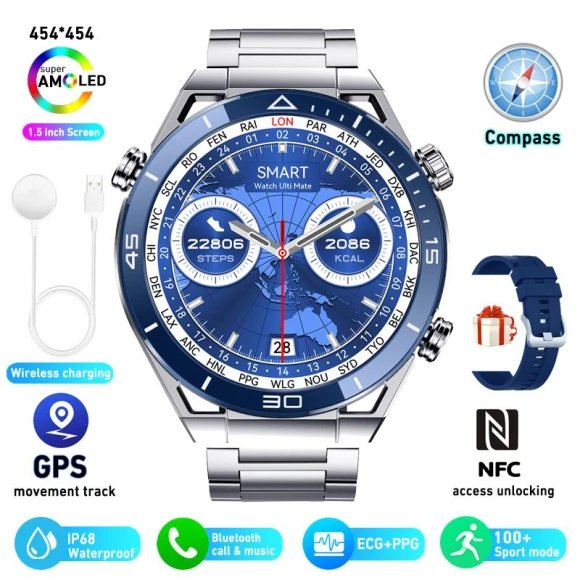 ECG+PPG NFC Bluetooth Call Smartwatch GPS Sports Track — Smartwatches, Tiktop2