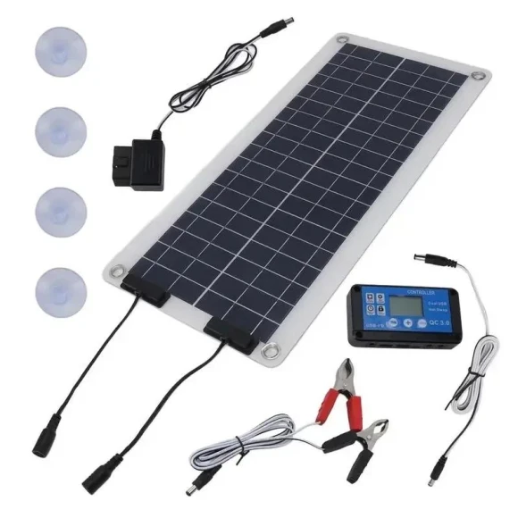 100W Polycrystalline Solar Panel with Controller, Stone Home