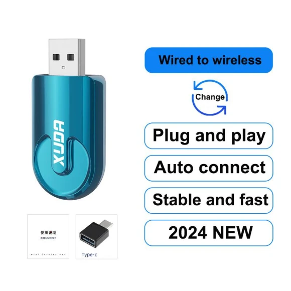 2-in-1 Wireless CarPlay Adapter, Timeless Home