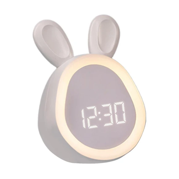 Cute Rabbit Alarm Clock with Night Light — Clocks, DC-HOME Textile