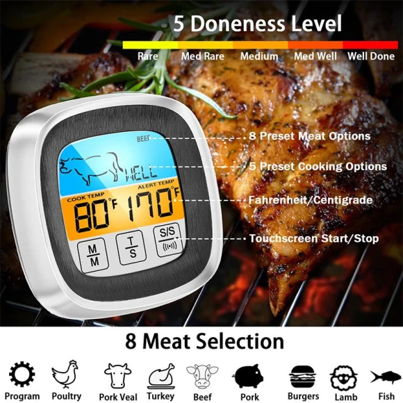 Digital Meat Thermometer with Touch Screen — Instant-Read, Daily necessities-V