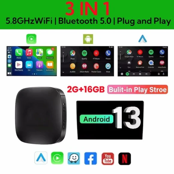 Car AI Box Wireless Adapter for Carplay Android Auto — Stereo Receivers, Xixi Global Purchasing