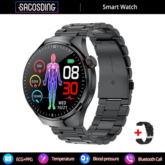 ECG + PPG Smart Watch with Amoled Display, SACOSDING