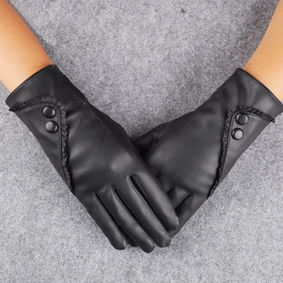 Winter Soft Leather Gloves with Touchscreen — Arm Warmers, WomWear