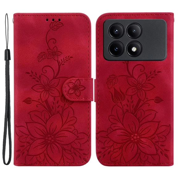 Leather Wallet Case with Lily Flower Imprint — Phone Accessories, Smartwatch 2025