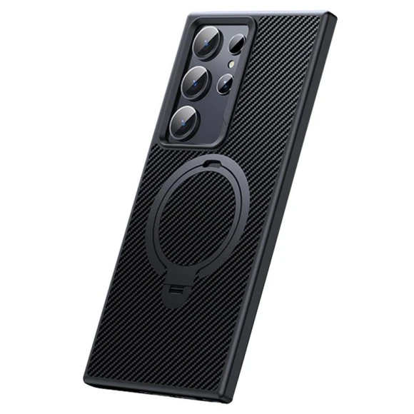 Carbon Fiber Texture Kickstand Protective Cover — Phone Accessories, Smartwatch 2025