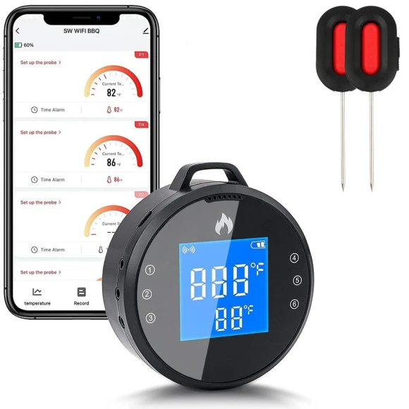 Digital Smart Wi-Fi Bluetooth Meat Thermometer, Leisure outdoor