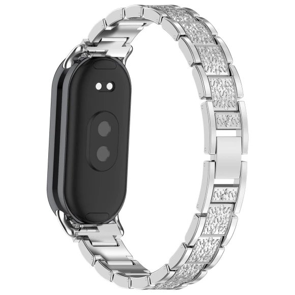 Rhinestone Decor 3-Bead Stainless Steel Band — Bands, Smartwatch 2025