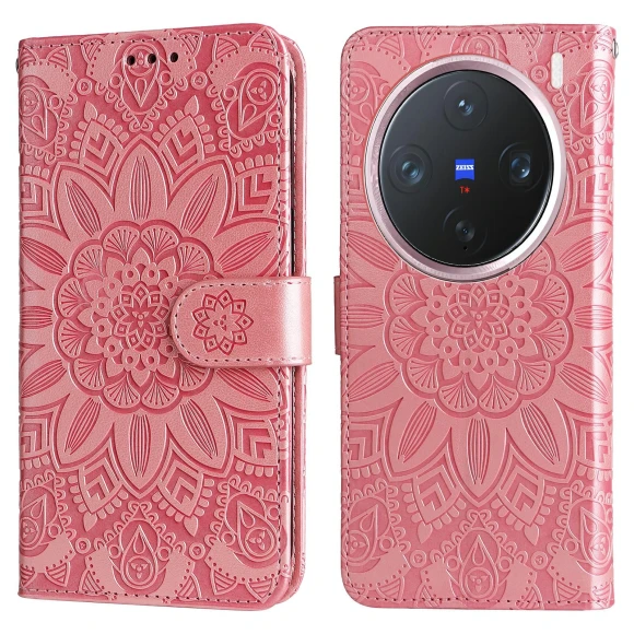 Sunflower Imprint Leather Wallet Phone Cover — Flip Cases, Smartwatch 2025