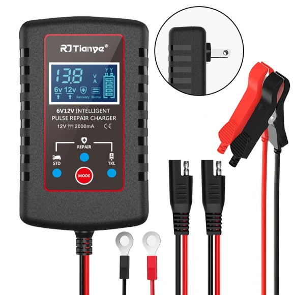 Automatic Float Charger for Motorcycle, Lawn Mower, Smart Battery Charger with Multiple Protections, Home Furnishing Department Mall