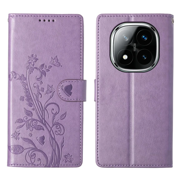 Wallet Case Butterfly Floral Imprint PU Leather Phone Cover with Wrist Strap, Smartwatch 2025