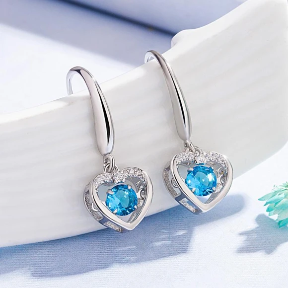 Blue Smart Heart-shaped Earrings — Smart Jewelry, Sace Gems