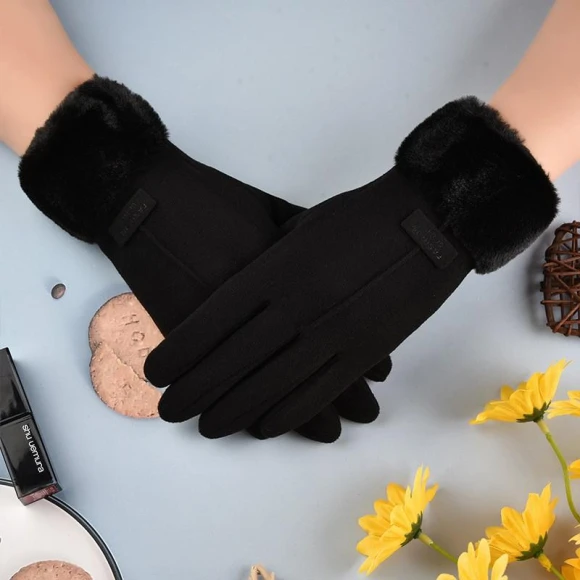 Self-Heating Fleece Gloves with Half-Open Fingers and Touchscreen — Heated Gloves, Female s
