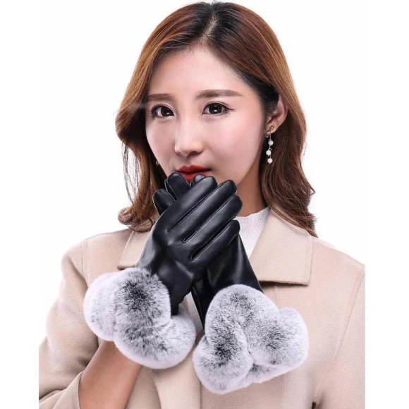 Winter Touchscreen Leather Gloves — Heated Gloves, AI Supermarket