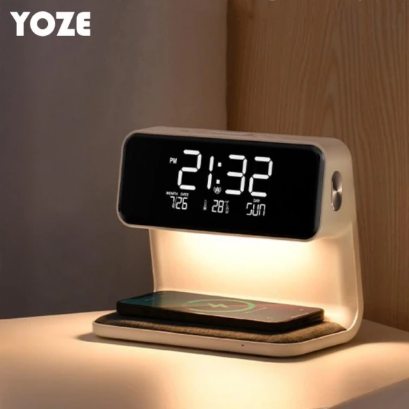 Multifunctional Wireless Charging Device, Night Light, Alarm Clock, and Silent Bedside Lamp — LED Strip Lights, HomeHarmony